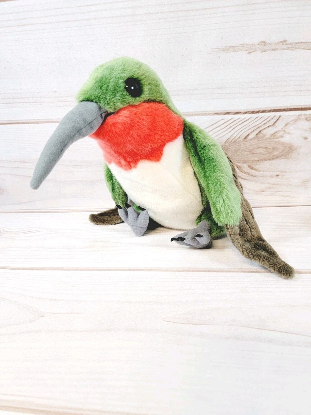 Wild Republic Ruby Throated Hummingbird 8" Bird Plush Stuffed Animal Toy 2009